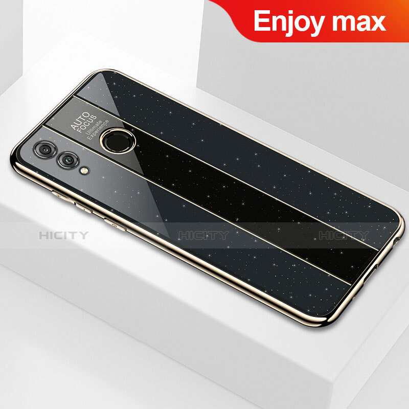 Coque Rebord Contour Silicone et Vitre Miroir Housse Etui M01 pour Huawei Enjoy Max Noir Plus