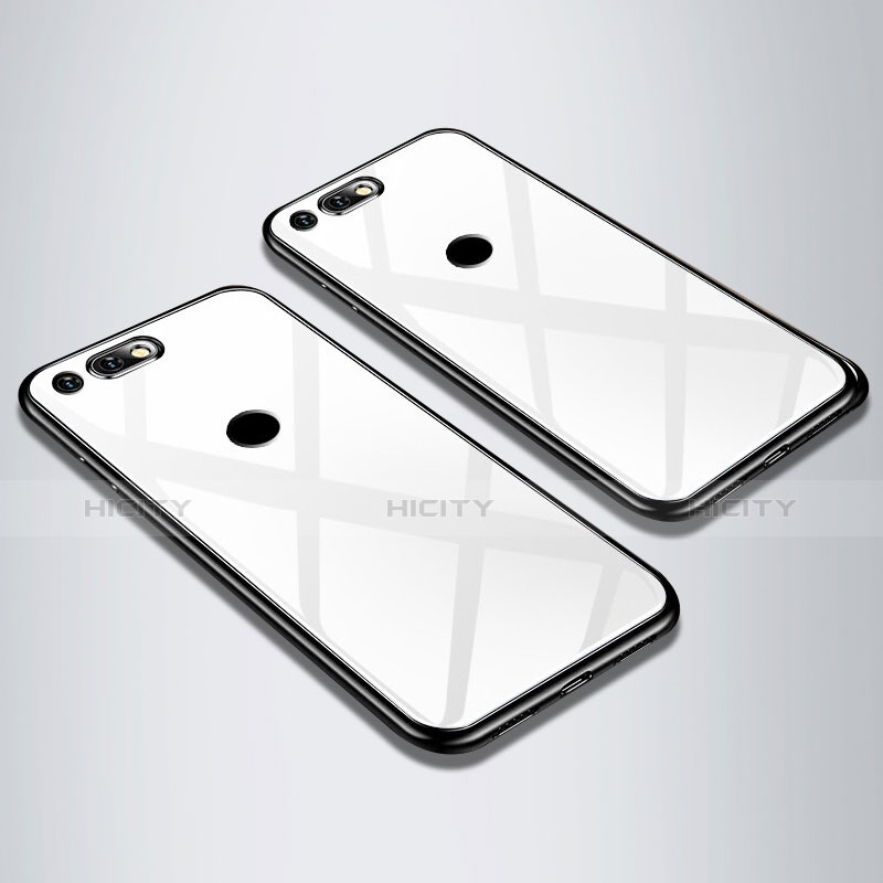 Coque Rebord Contour Silicone et Vitre Miroir Housse Etui M01 pour Huawei Honor V20 Blanc Plus