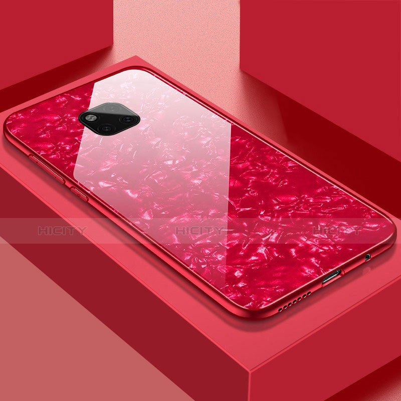 Coque Rebord Contour Silicone et Vitre Miroir Housse Etui M01 pour Huawei Mate 20 Pro Rouge Plus