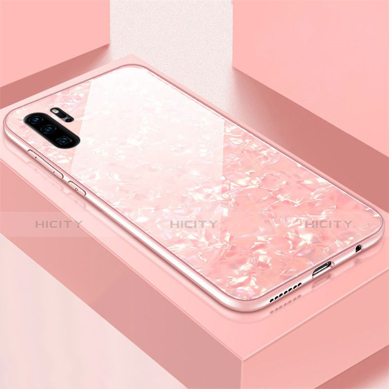 Coque Rebord Contour Silicone et Vitre Miroir Housse Etui M01 pour Huawei P30 Pro New Edition Rose Plus