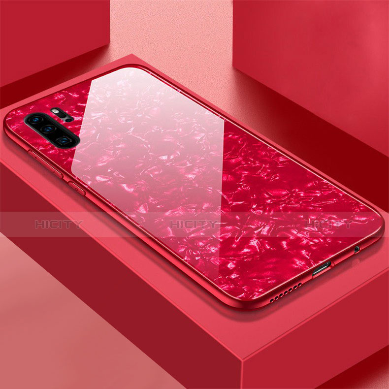 Coque Rebord Contour Silicone et Vitre Miroir Housse Etui M01 pour Huawei P30 Pro New Edition Rouge Plus