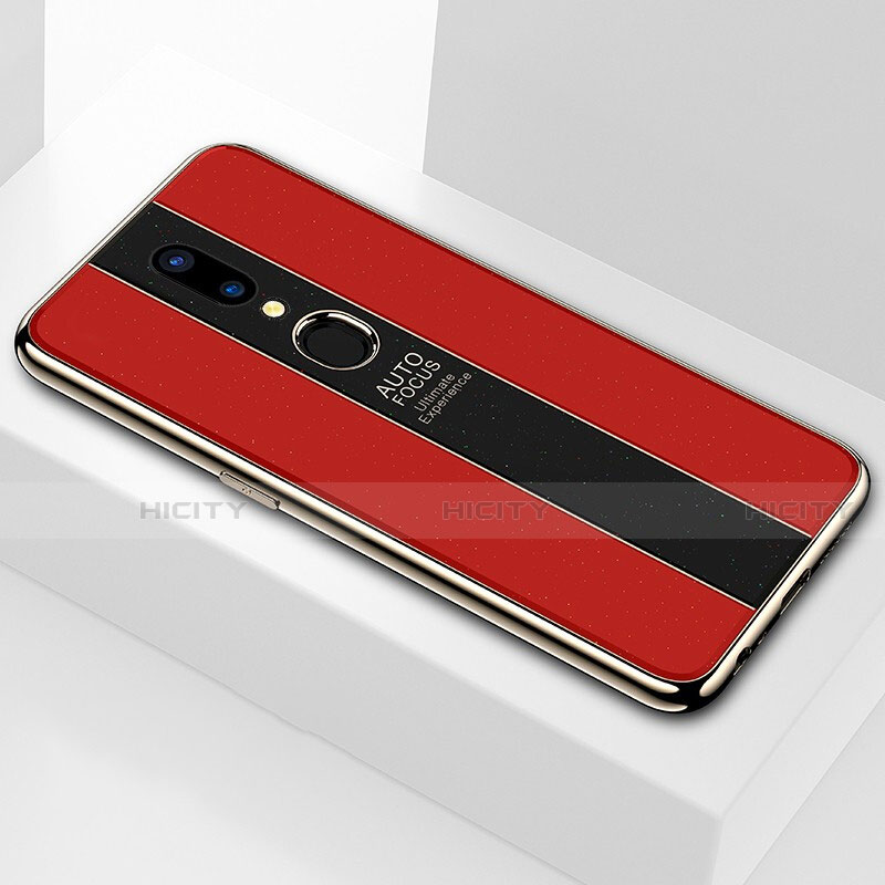 Coque Rebord Contour Silicone et Vitre Miroir Housse Etui M01 pour Oppo A9 Rouge Plus