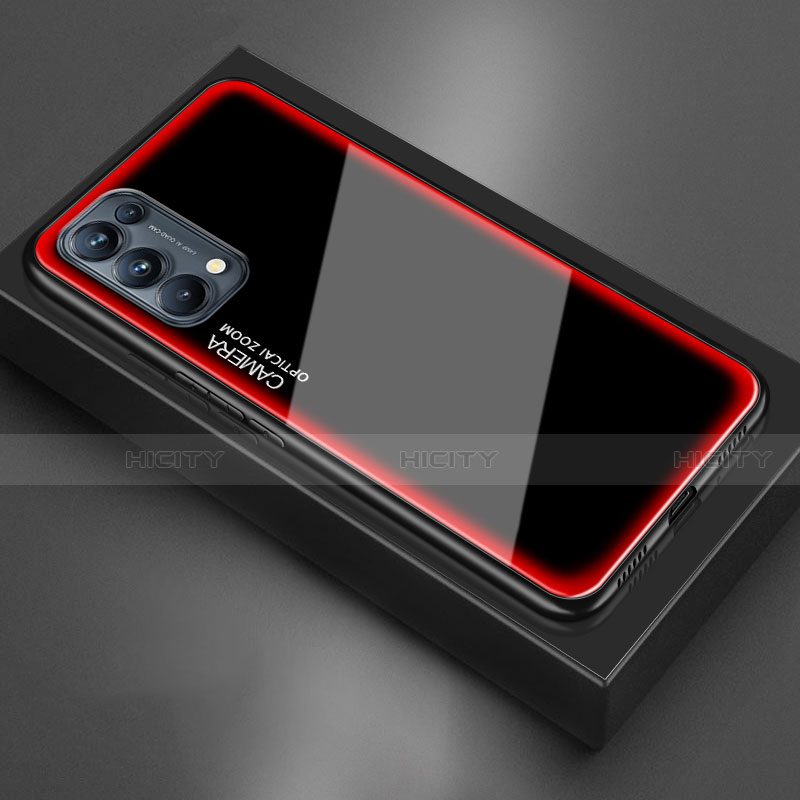 Coque Rebord Contour Silicone et Vitre Miroir Housse Etui M01 pour Oppo Find X3 Lite 5G Rouge Plus