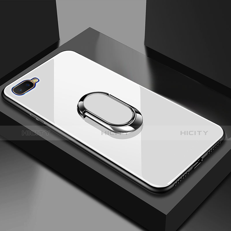 Coque Rebord Contour Silicone et Vitre Miroir Housse Etui M01 pour Oppo RX17 Neo Blanc Plus