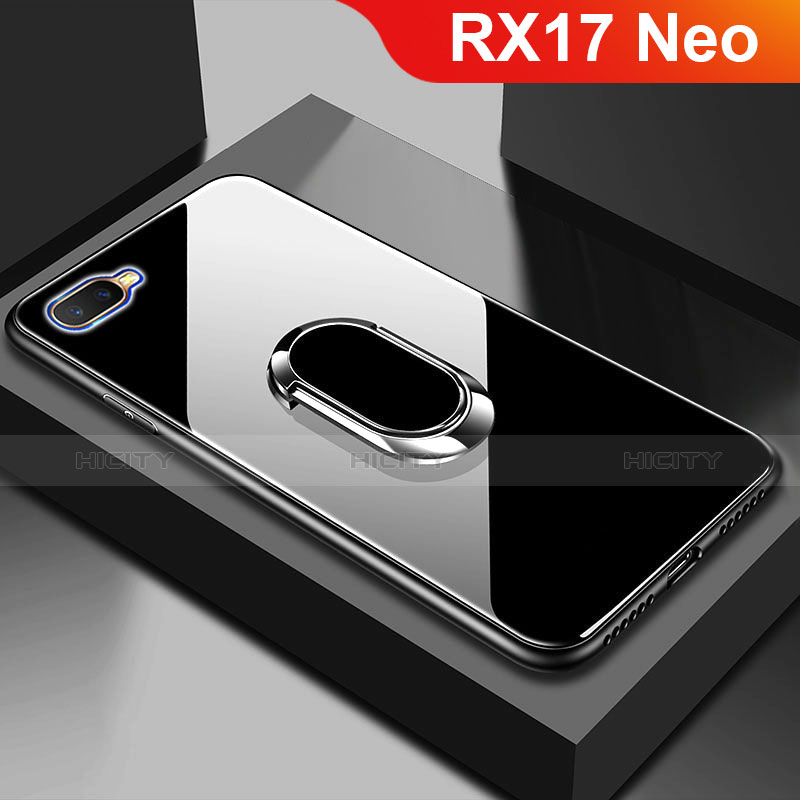 Coque Rebord Contour Silicone et Vitre Miroir Housse Etui M01 pour Oppo RX17 Neo Noir Plus