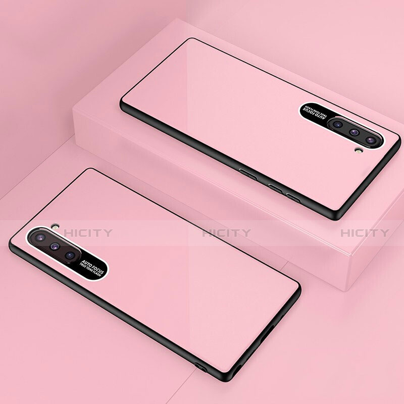 Coque Rebord Contour Silicone et Vitre Miroir Housse Etui M01 pour Samsung Galaxy Note 10 5G Or Rose Plus