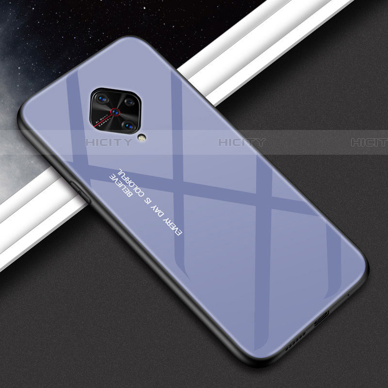 Coque Rebord Contour Silicone et Vitre Miroir Housse Etui M01 pour Vivo S1 Pro Gris Plus