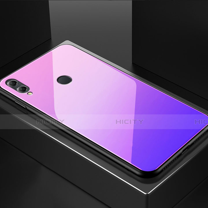 Coque Rebord Contour Silicone et Vitre Miroir Housse Etui M02 pour Huawei Honor V10 Lite Violet Plus