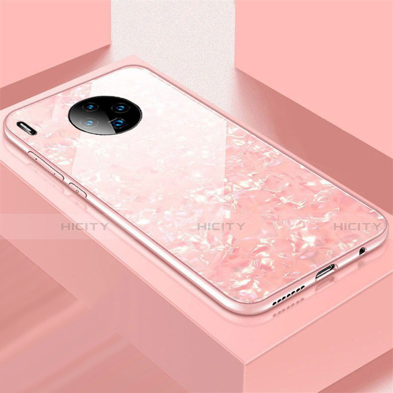 Coque Rebord Contour Silicone et Vitre Miroir Housse Etui M02 pour Huawei Mate 30 Pro 5G Or Rose Plus