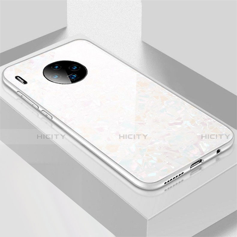 Coque Rebord Contour Silicone et Vitre Miroir Housse Etui M02 pour Huawei Mate 30 Pro Blanc Plus