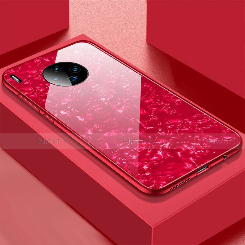 Coque Rebord Contour Silicone et Vitre Miroir Housse Etui M02 pour Huawei Mate 30 Pro Rouge Plus