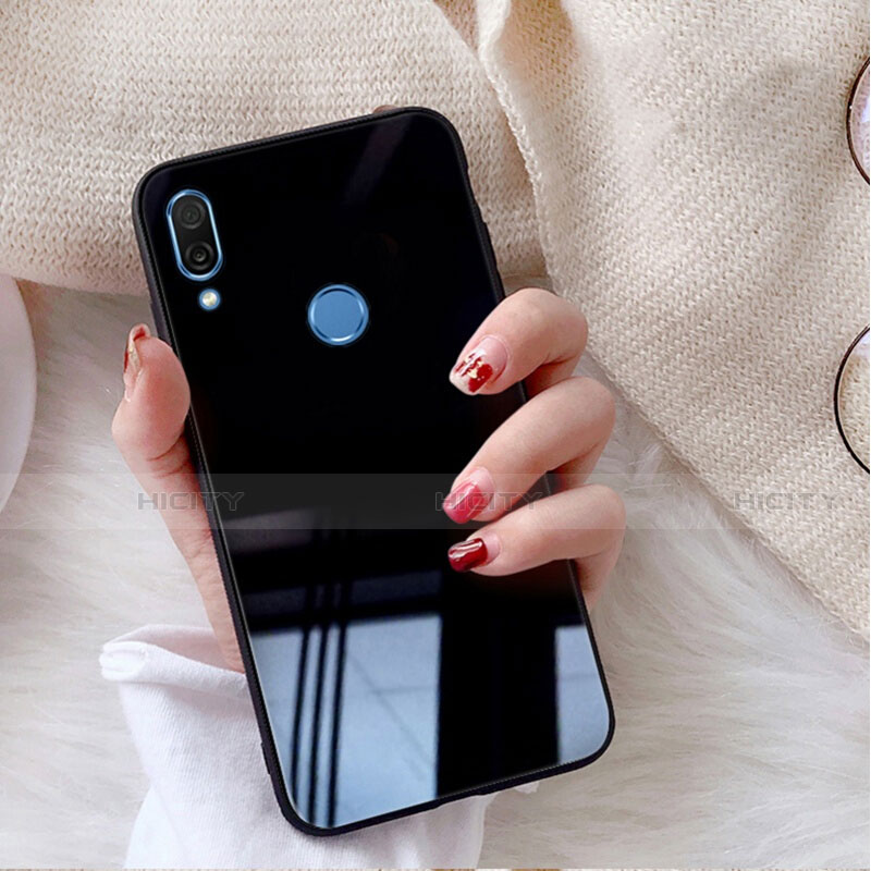 Coque Rebord Contour Silicone et Vitre Miroir Housse Etui M02 pour Huawei Nova 3e Noir Plus