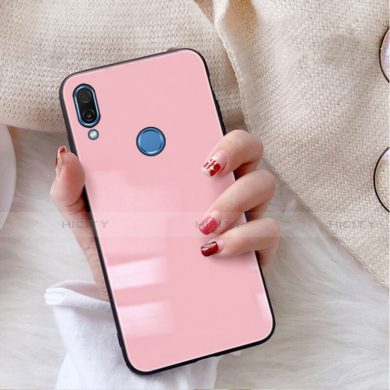 Coque Rebord Contour Silicone et Vitre Miroir Housse Etui M02 pour Huawei Nova 3e Rose Plus