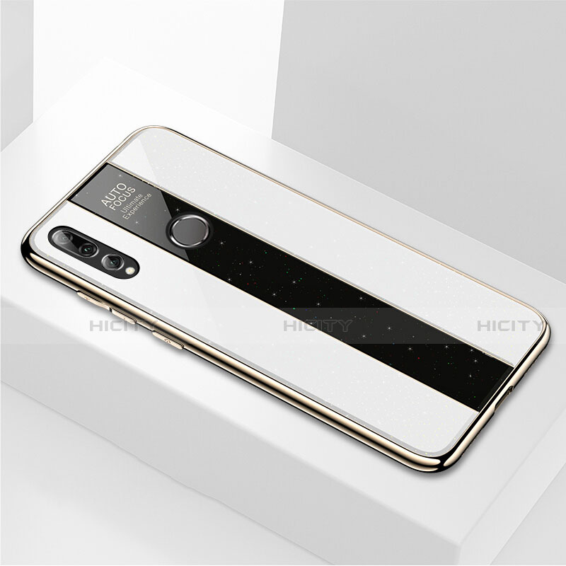 Coque Rebord Contour Silicone et Vitre Miroir Housse Etui M02 pour Huawei P Smart+ Plus (2019) Blanc Plus