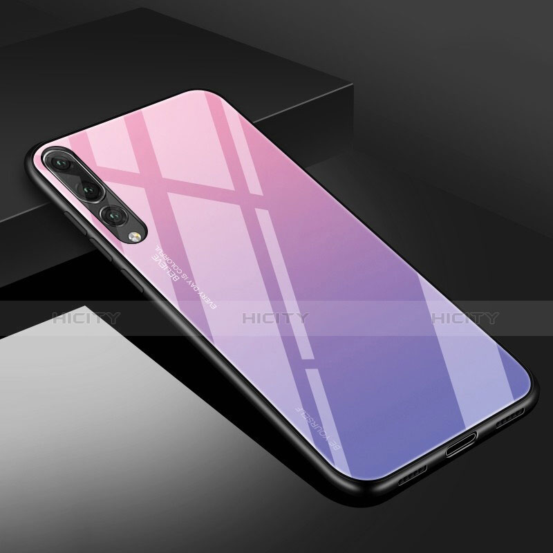 Coque Rebord Contour Silicone et Vitre Miroir Housse Etui M02 pour Huawei P20 Pro Violet Plus