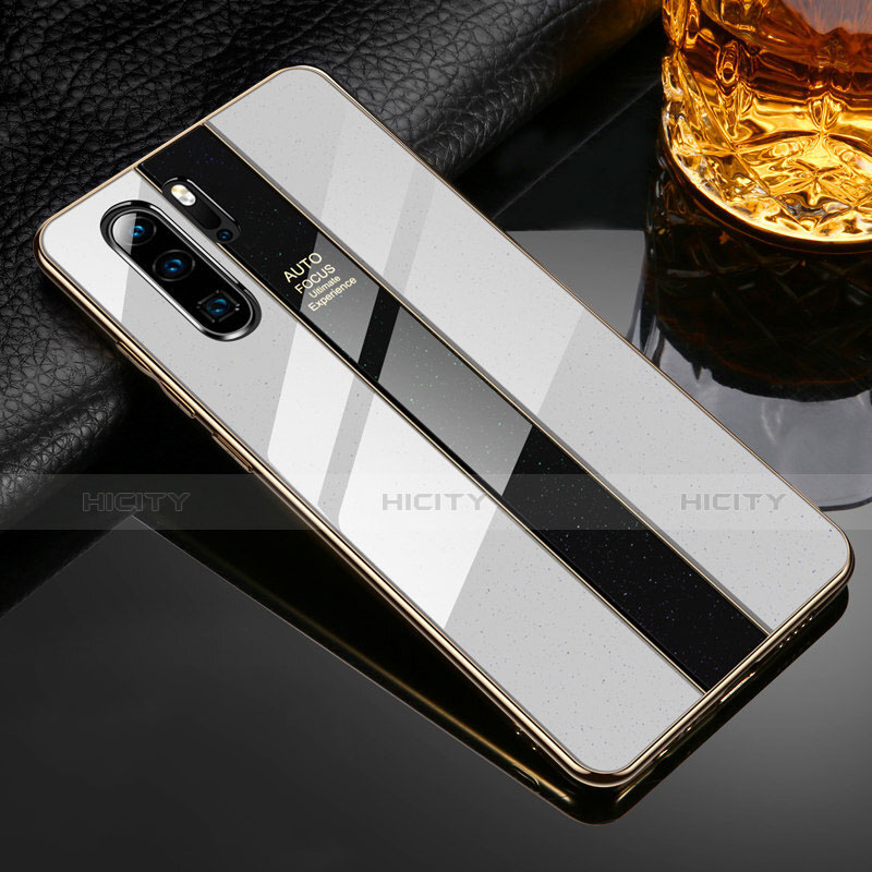 Coque Rebord Contour Silicone et Vitre Miroir Housse Etui M02 pour Huawei P30 Pro New Edition Blanc Plus