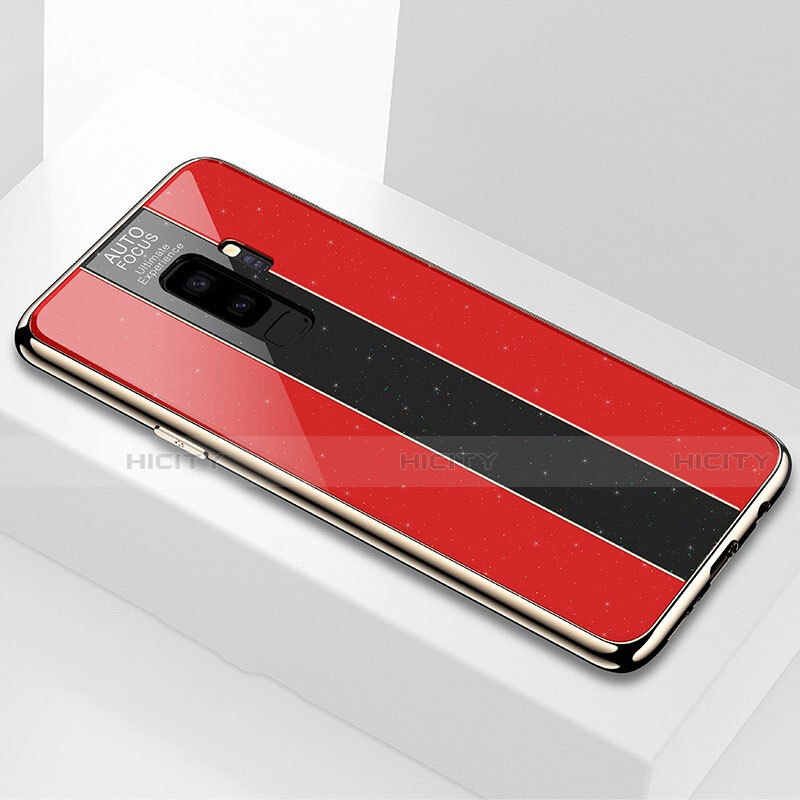 Coque Rebord Contour Silicone et Vitre Miroir Housse Etui M02 pour Samsung Galaxy S9 Plus Rouge Plus