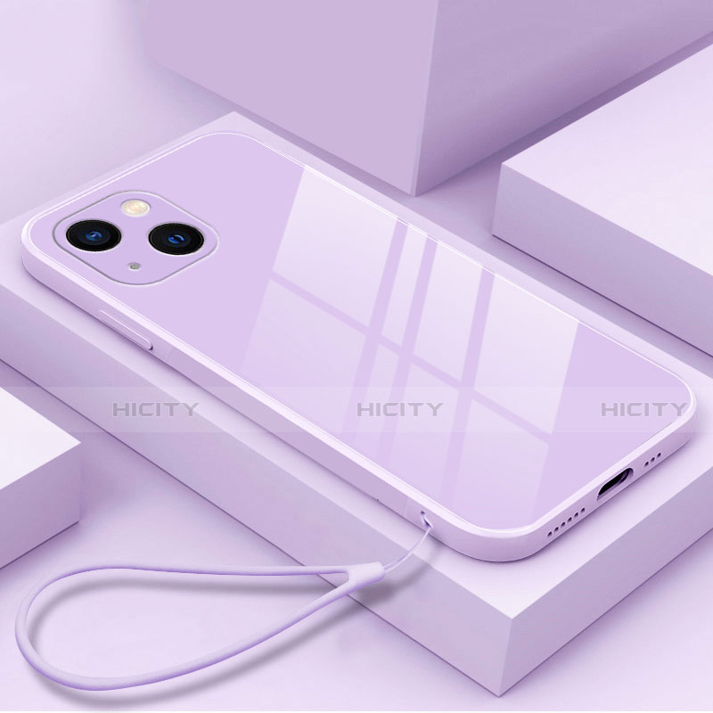 Coque Rebord Contour Silicone et Vitre Miroir Housse Etui M03 pour Apple iPhone 13 Mini Violet Plus