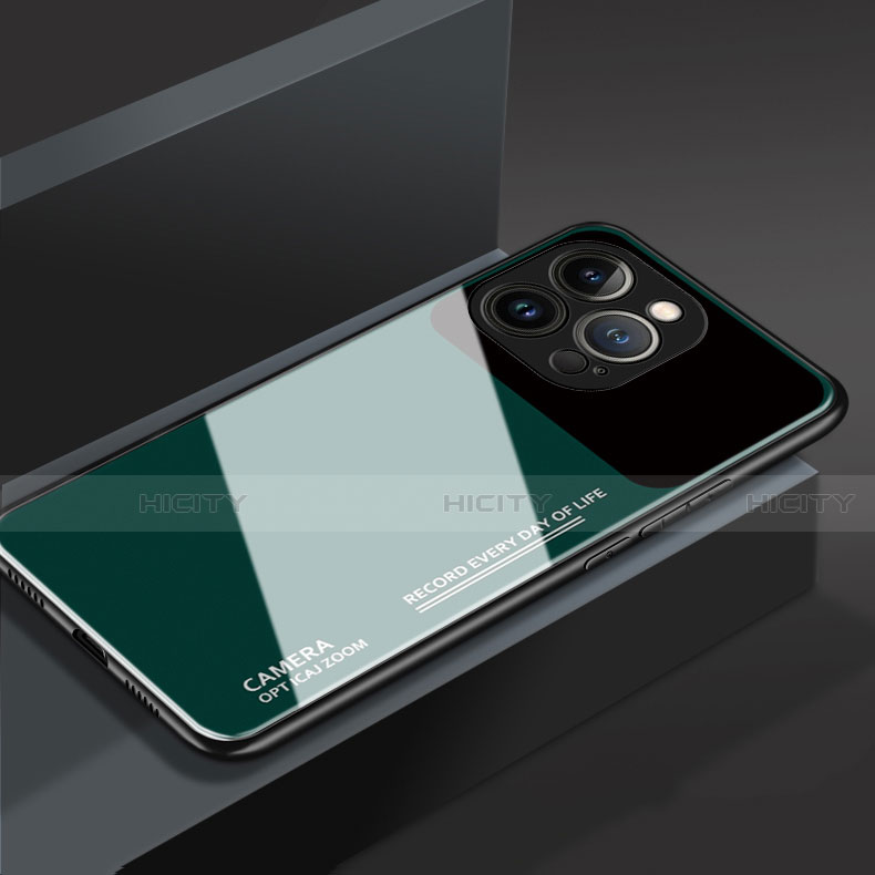 Coque Rebord Contour Silicone et Vitre Miroir Housse Etui M03 pour Apple iPhone 13 Pro Max Vert Plus