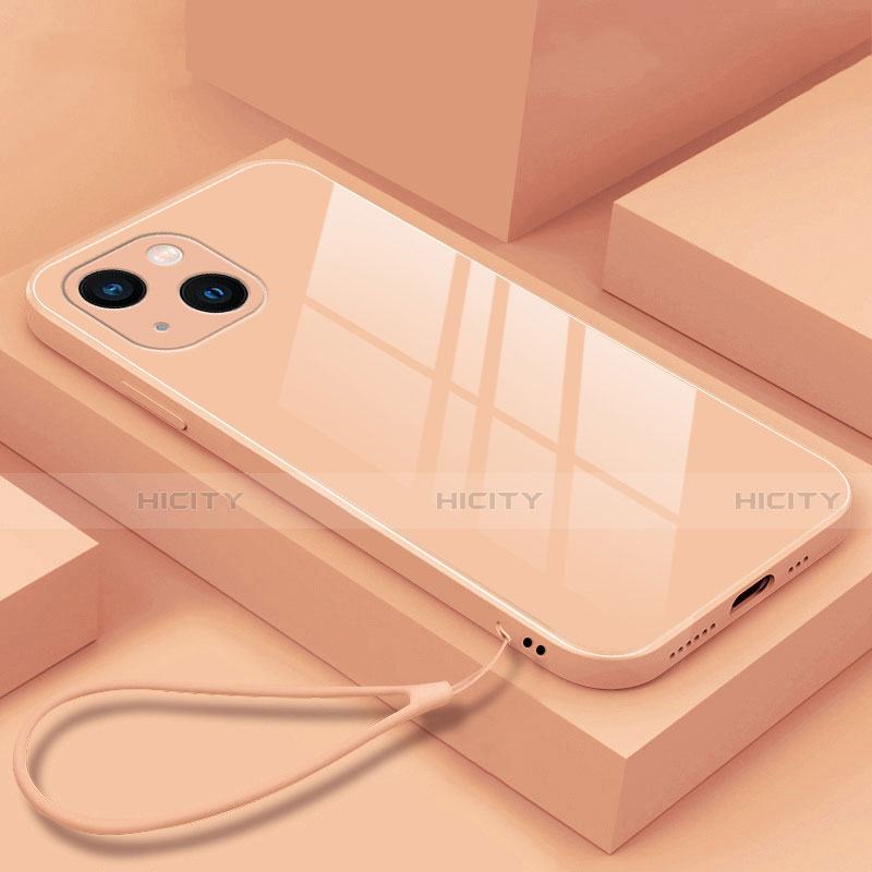Coque Rebord Contour Silicone et Vitre Miroir Housse Etui M03 pour Apple iPhone 14 Rose Plus