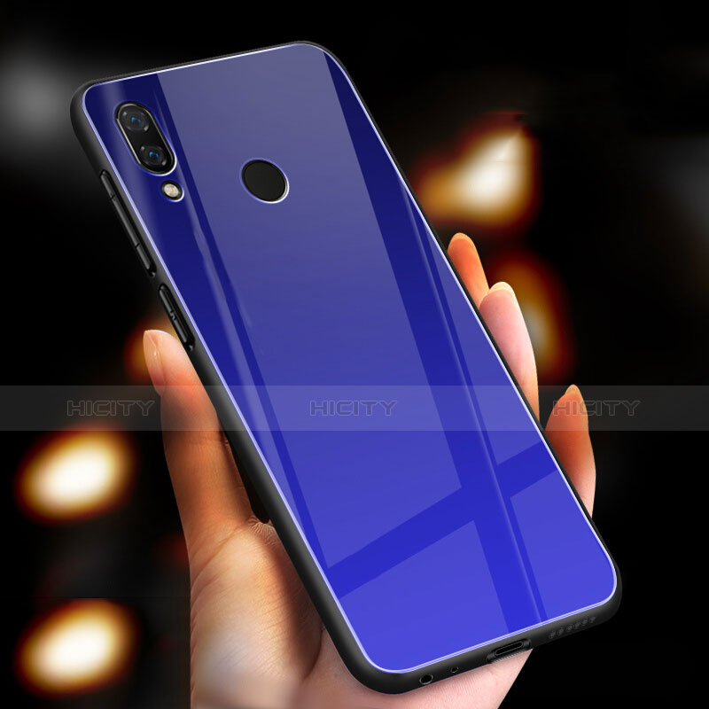 Coque Rebord Contour Silicone et Vitre Miroir Housse Etui M03 pour Huawei Honor 10 Lite Bleu Plus