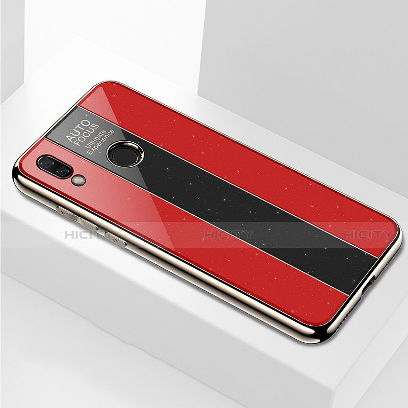 Coque Rebord Contour Silicone et Vitre Miroir Housse Etui M03 pour Huawei Nova 3e Rouge Plus