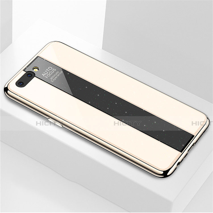 Coque Rebord Contour Silicone et Vitre Miroir Housse Etui M03 pour Oppo A12e Or Plus