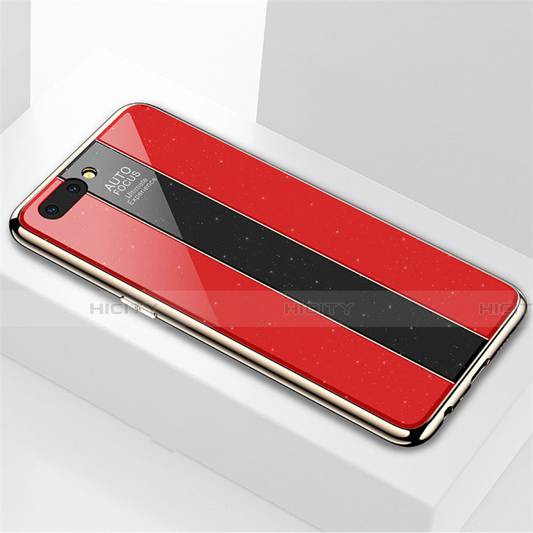 Coque Rebord Contour Silicone et Vitre Miroir Housse Etui M03 pour Oppo A12e Rouge Plus