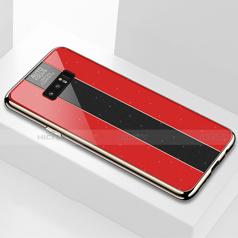 Coque Rebord Contour Silicone et Vitre Miroir Housse Etui M03 pour Samsung Galaxy Note 8 Rouge Plus