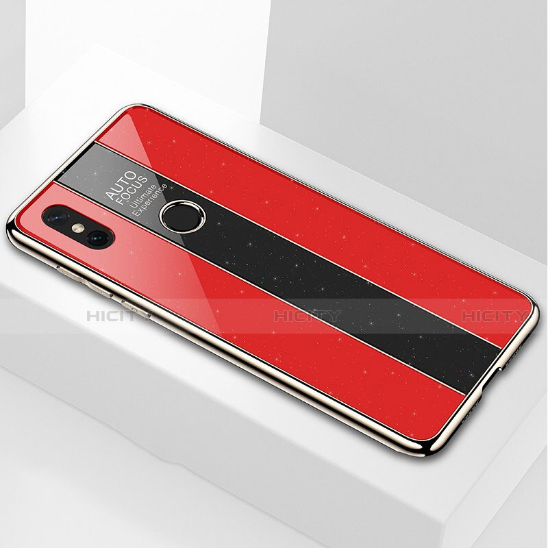 Coque Rebord Contour Silicone et Vitre Miroir Housse Etui M03 pour Xiaomi Mi Mix 3 Rouge Plus