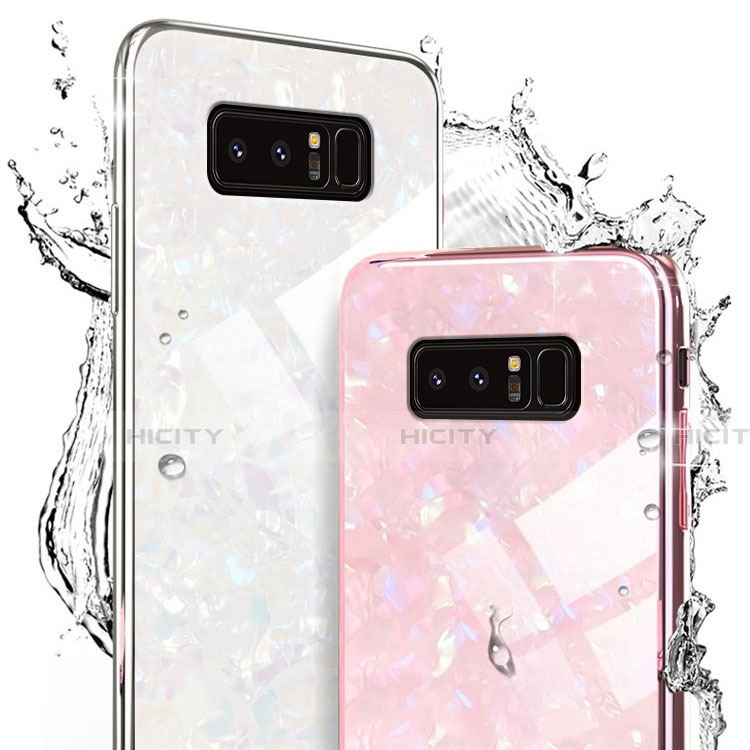 Coque Rebord Contour Silicone et Vitre Miroir Housse Etui M04 pour Samsung Galaxy Note 8 Plus