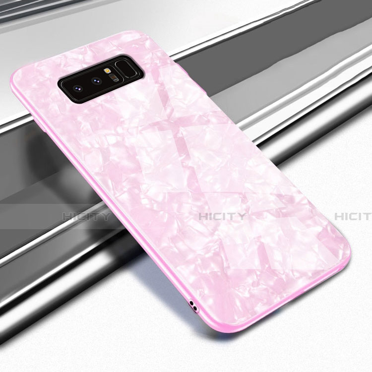 Coque Rebord Contour Silicone et Vitre Miroir Housse Etui M04 pour Samsung Galaxy Note 8 Rose Plus