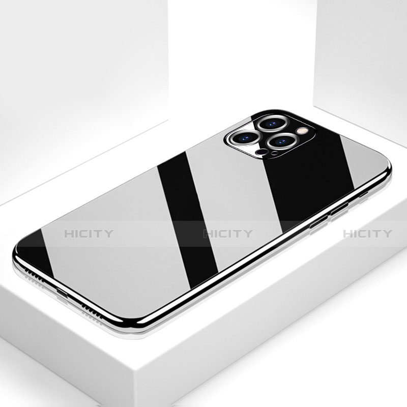Coque Rebord Contour Silicone et Vitre Miroir Housse Etui M05 pour Apple iPhone 14 Pro Max Noir Plus