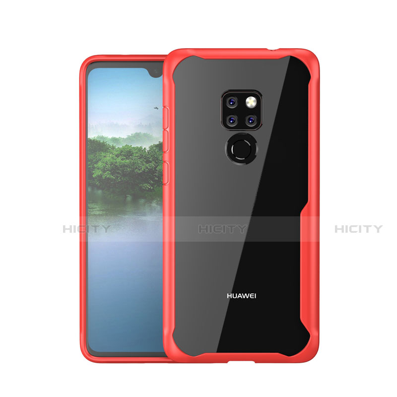 Coque Rebord Contour Silicone et Vitre Miroir Housse Etui M05 pour Huawei Mate 20 Rouge Plus