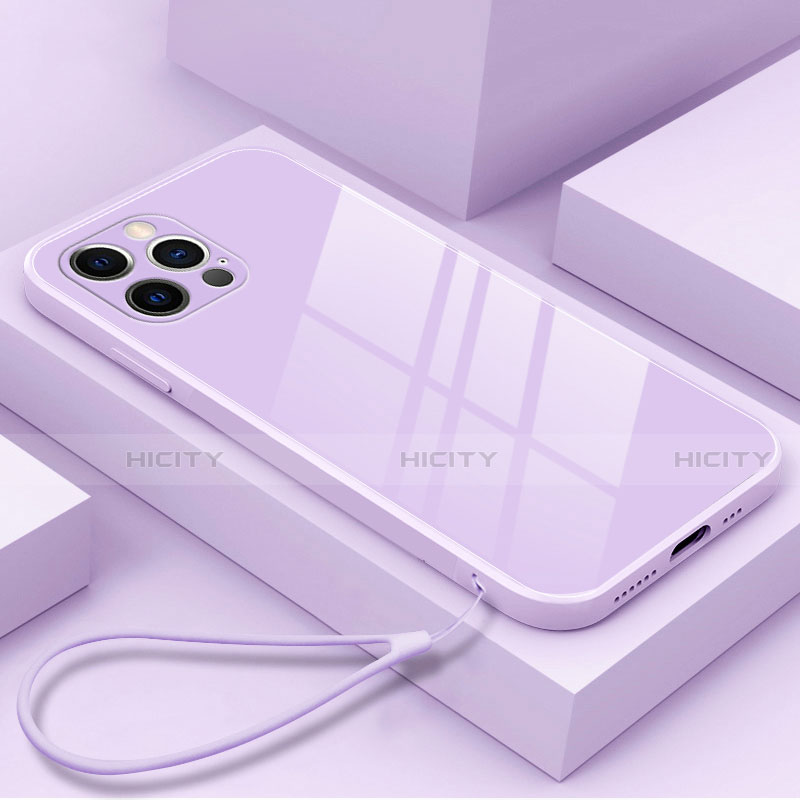 Coque Rebord Contour Silicone et Vitre Miroir Housse Etui M09 pour Apple iPhone 13 Pro Violet Plus