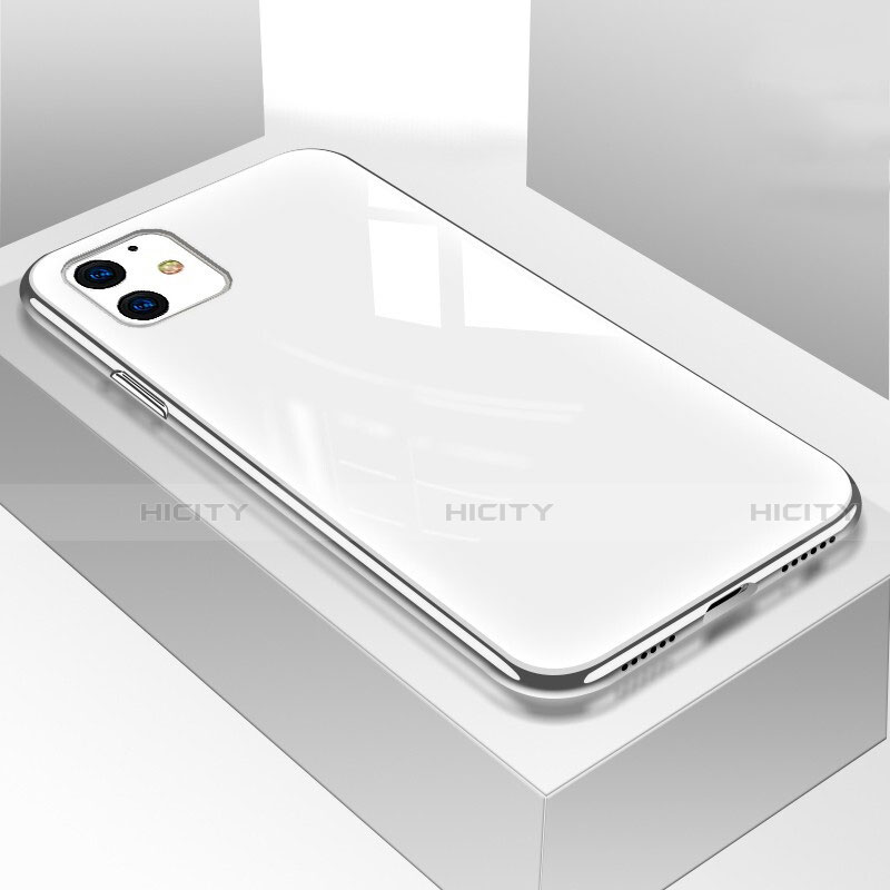 Coque Rebord Contour Silicone et Vitre Miroir Housse Etui pour Apple iPhone 11 Blanc Plus