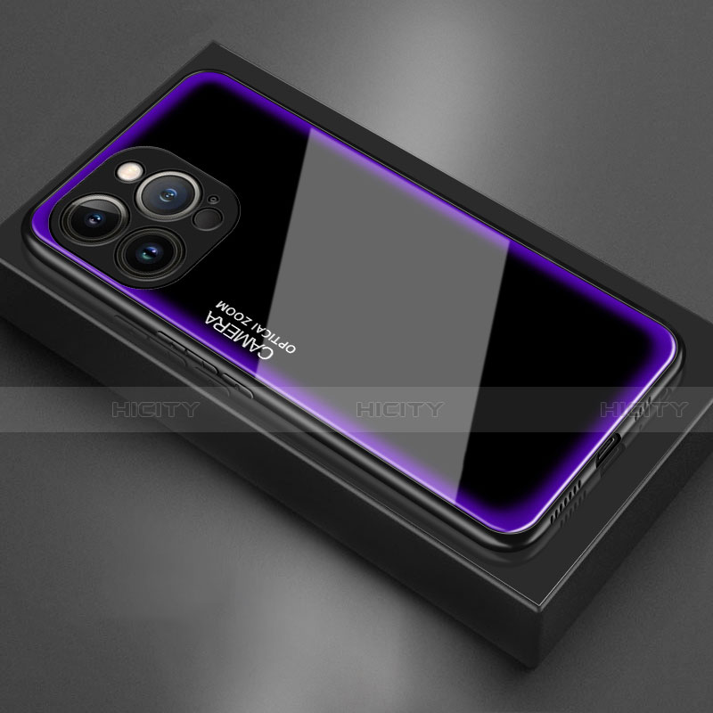 Coque Rebord Contour Silicone et Vitre Miroir Housse Etui pour Apple iPhone 13 Pro Violet Plus