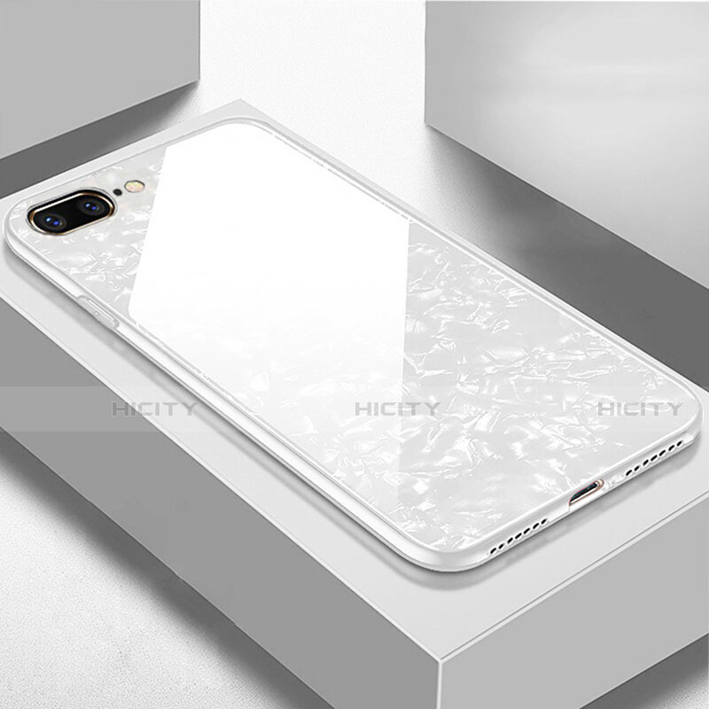 Coque Rebord Contour Silicone et Vitre Miroir Housse Etui pour Apple iPhone 7 Plus Blanc Plus