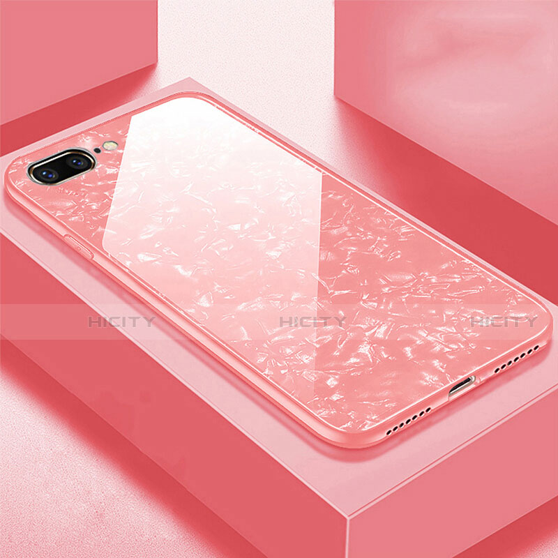 Coque Rebord Contour Silicone et Vitre Miroir Housse Etui pour Apple iPhone 7 Plus Or Rose Plus