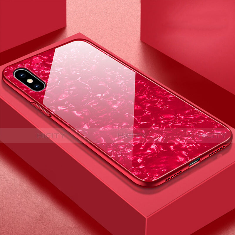 Coque Rebord Contour Silicone et Vitre Miroir Housse Etui pour Apple iPhone X Rouge Plus