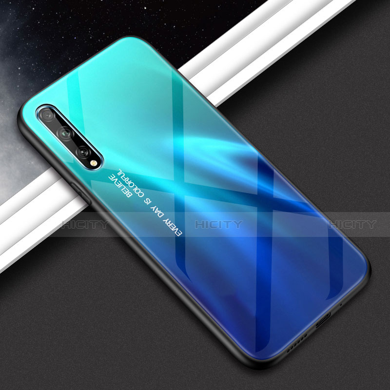 Coque Rebord Contour Silicone et Vitre Miroir Housse Etui pour Huawei Enjoy 10S Cyan Plus