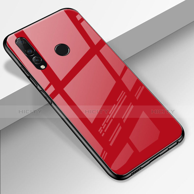 Coque Rebord Contour Silicone et Vitre Miroir Housse Etui pour Huawei Enjoy 9s Rouge Plus