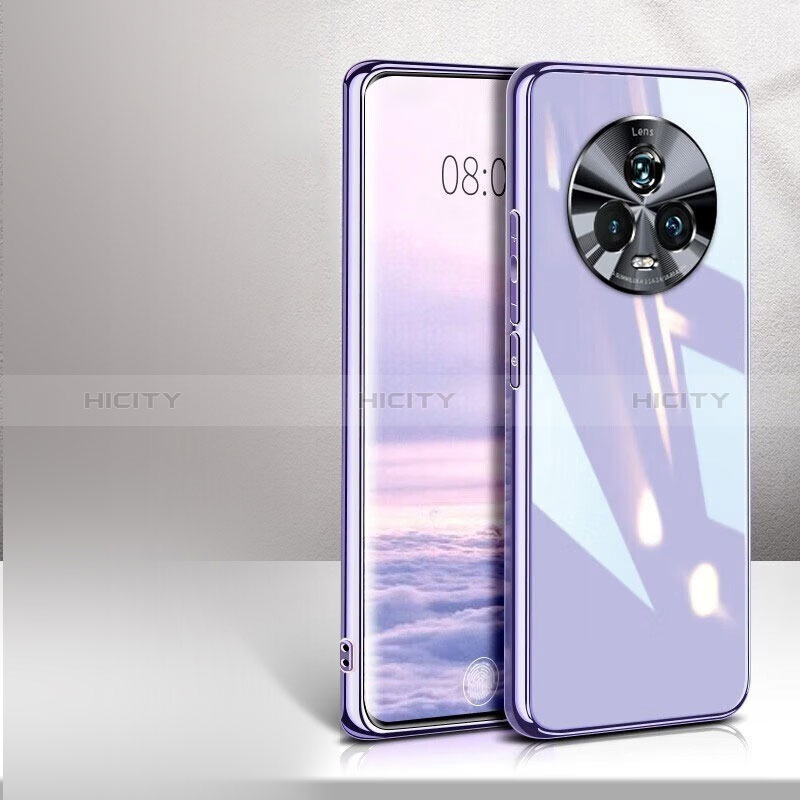 Coque Rebord Contour Silicone et Vitre Miroir Housse Etui pour Huawei Honor Magic5 5G Violet Plus