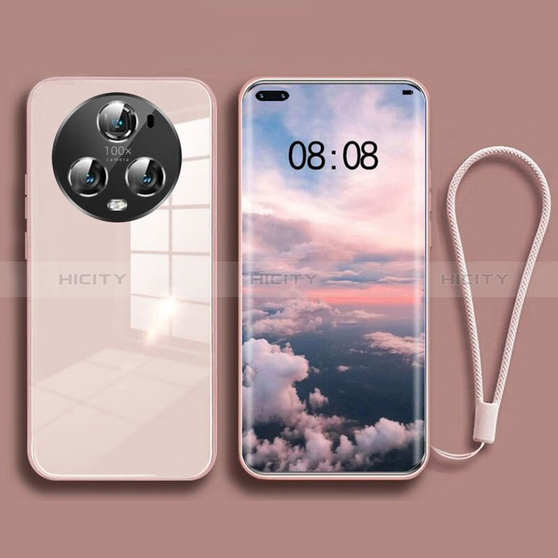 Coque Rebord Contour Silicone et Vitre Miroir Housse Etui pour Huawei Honor Magic5 Pro 5G Or Rose Plus