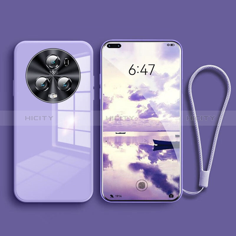 Coque Rebord Contour Silicone et Vitre Miroir Housse Etui pour Huawei Honor Magic5 Pro 5G Violet Plus