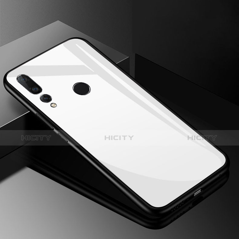 Coque Rebord Contour Silicone et Vitre Miroir Housse Etui pour Huawei Nova 4 Blanc Plus