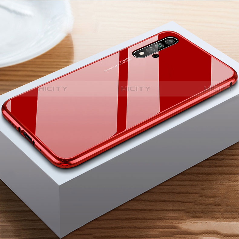 Coque Rebord Contour Silicone et Vitre Miroir Housse Etui pour Huawei Nova 5T Rouge Plus