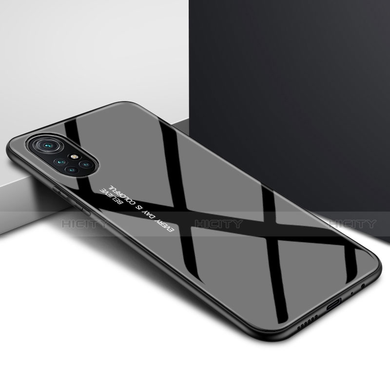 Coque Rebord Contour Silicone et Vitre Miroir Housse Etui pour Huawei Nova 8 Pro 5G Noir Plus