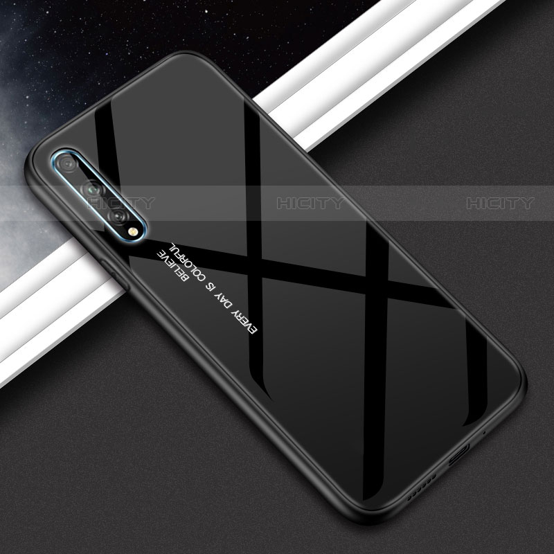Coque Rebord Contour Silicone et Vitre Miroir Housse Etui pour Huawei P smart S Noir Plus