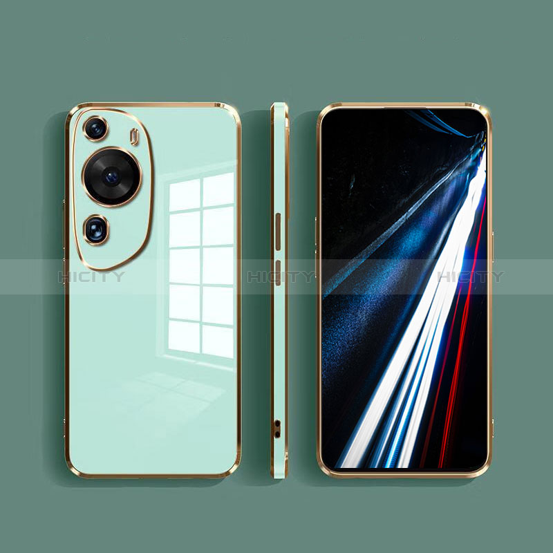 Coque Rebord Contour Silicone et Vitre Miroir Housse Etui pour Huawei P60 Art Vert Plus